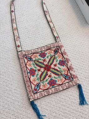 Vintage Christiana Rare Beaded Dragonfly Crossbody Bag Y2K